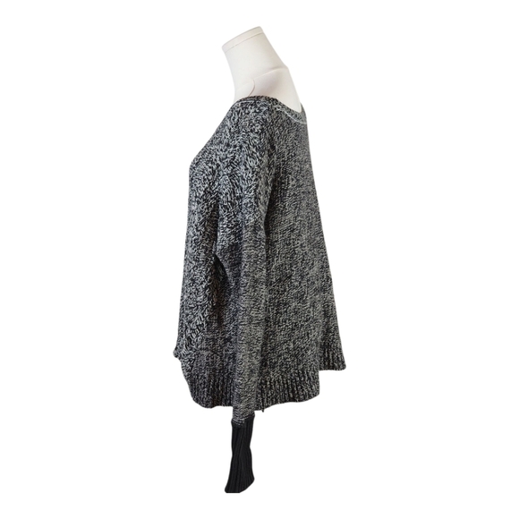 American Eagle XL Marled Knit Sweater Open Stitch Black White Slouchy Cozy - Picture 6 of 10